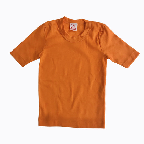 Vintage 70s Orange Nylon Deadstock Toddler Tee Shirt French Made 18-24 Months-Tops-Petit Pays Vintage