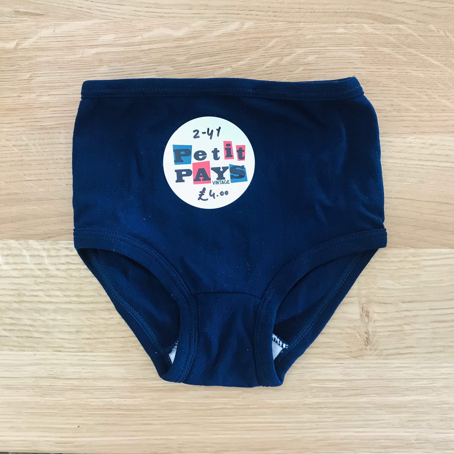 Vintage 70's Dark Blue Brief Underwear British Made 2-4Y-Underwear-Petit Pays Vintage